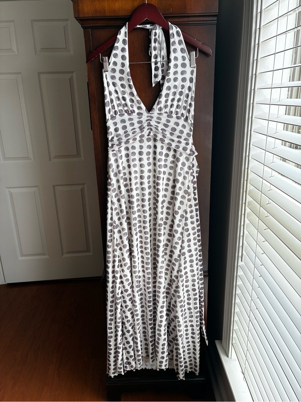 Viral TikTok Polka Dot Halter Maxi Dress M - Picture 4 of 10